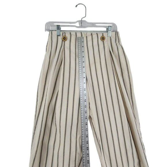Pat Primo Women's High Waisted Casual Striped Pants  Tan and white Size 6 - Picture 6 of 11